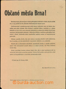 36758 - 1939 text poster Občané town Brno!, proclamation police d