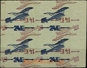 36781 - 1920 issue I maculature print overprint 14CZK and 24CZK in