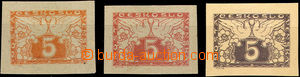 36795 - 1919 trial print 5h in/at orange, red and brown color on com