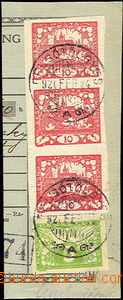 36805 - 1920 parcel dispatch card segment with mixed franking Hradč