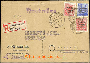 36837 - 1948 SOVIET ZONE commercial Reg letter addressed to to Czec