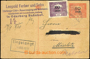 36856 - 1920 CDV17I uprated by. overprint stamp. 25h, Pof.SO8, CDS B