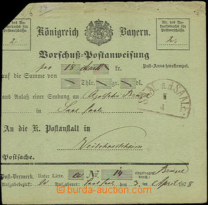 36927 - 1878 larger part of postal order with CDS Saal a.d. Saale/ 3