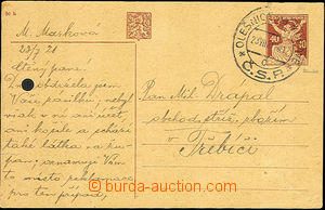 36981 - 1921 CDV23 stamp. with plate variety - defect cards on pos.