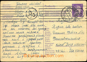 36995 - 1943 PC with answer Mi.P310, undetached, unilaterally Us fro