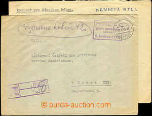 37034 - 1945 cash franked with. Reg letter with CDS Prostějov 22.V.