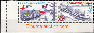 37083 - 1989 Pof.St2889+2888 Ships, joined printing stamps 4+3Kčs f