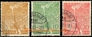 37089 - 1952 Mi.88-90 Předolympijské games, clear postmark, rest o