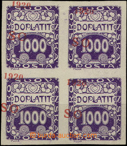37167 - Pof.SO43, Postage due stmp 1000h as blk-of-4 with shifted o