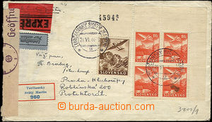 37172 - 1944 Reg, express and airmail letter to Protectorate, with A