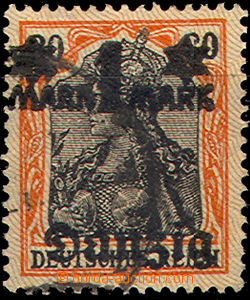 37182 - 1920 DANZIG Mi.41/I. overprint, špice background print up,