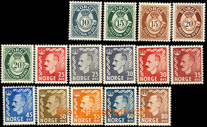 37193 - 1950 Mi.353-68 Horn, Haakon VII., 15 pcs of from the set, mi