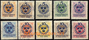 37200 - 1916 Mi.86-95 overprint, 10 pcs of, missing highest value, l