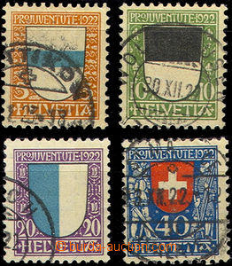37240 - 1922 Mi.175-78 Pro Juventute, hints labels, postmark mostly