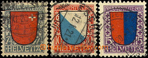 37243 - 1920 Mi.153-55 Pro Juventute, postmark overlap stamps, good