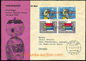 37252 - 1957 Switzerland envelope of the first flight Zurich - Gene