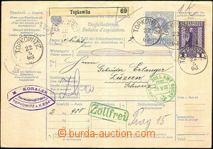 37253 - 1908 whole international dispatch note to Switzerland, with