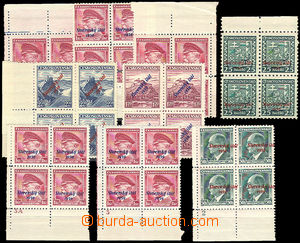 37259 - 1939 Overprint issue comp. 9 pcs of bloks of four stamp. Al
