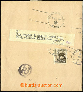 37286 - 1943 newspaper wrapper from mailing to Bohemia-Moravia frank