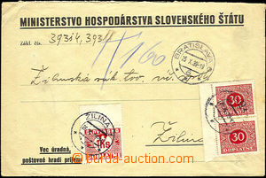 37288 - 1939 service letter with paid postage mixed franking postage