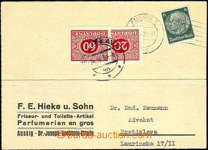 37290 - 1939 commercial PC sent from Sudetenland to Slovakia, burden