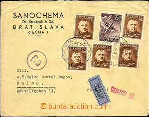 37314 - 1942 commercial letter sent by air mail to Švédska(!), wit
