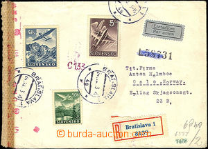 37316 - 1943 Reg and airmail letter to Norska(!), with Alb.L7, L6, L