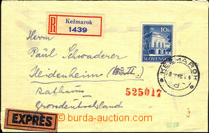 37327 - 1940 Reg and Express letter to Germany, with 10 Koruna, Alb.