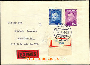 37329 - 1945 Reg and Express letter sent in the place, with Tiso ann