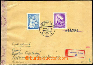 37341 - 1944 Reg letter to Protectorate i.a. franked by stmp from mi