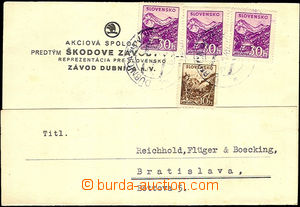 37345 - 1945 commercial PC franked with. mixed franking Tatranských