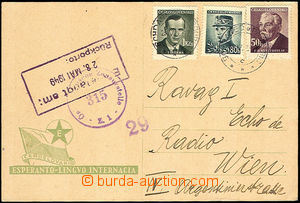 37357 - 1949 card with promotional added print Esperanto Cehoslovaki