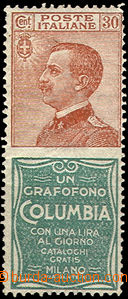 37362 - 1922 Mi.133/R1 Victor Emmanuel III., with advertising R1 Co