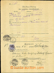 37422 - 1906 blank form format A4 with upper part/-s Rücmeldung and
