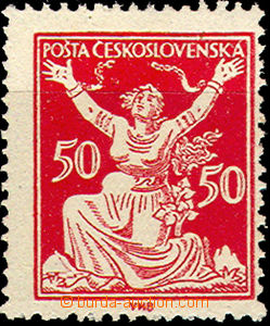 37424 - 1920 Pof.155A plate variety 1, 50h red with plate variety -