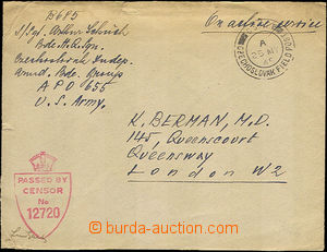 37497 - 1945 letter transported from member of US Army Czechosl. fie