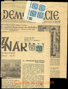 37539 - 1946-47 Newspaper stamps 2x front part/-s newspapers with..,