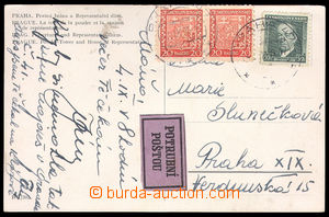 37549 - 1936 pneumatic-tube post, postcard with pair Pof.250 and Pof