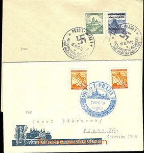 37610 - 1940 2 pcs of letters with cancel. Pof.PR13 on/for R letter