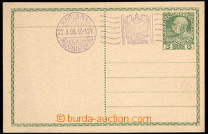 37650 - 1909 PC 5h Franz Joseph., Un with promotional postmark KARLS