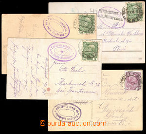 37655 - 1912/16 4x postcard with print private postage agency on/for