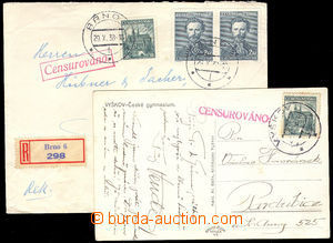 37661 - 1938 CENSORSHIP comp. 2 pcs of letters, 1x as Registered to