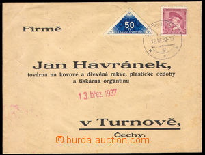 37666 - 1937 Delivery stmp letter with 1CZK and delivery stamp. Pof