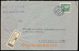 37681 - 1945 registered letter franked by Pof.122, black registry la