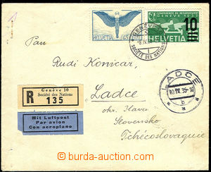 37710 - 1935 Reg and airmail letter sent from organization Société