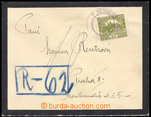 37718 - 1920 Reg letter with 80h, broken out CDS Hennersdor Schles.