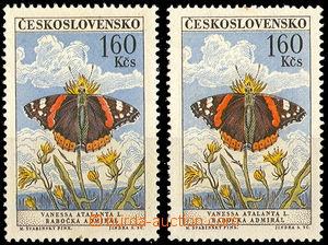 37719 - 1961 Pof.1224, Butterflies 1,60Kčs 2 pcs of stamp. with p