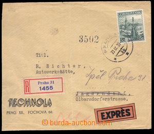 37721 - 1938 CENSORSHIP Reg and Express letter to Krnov, shortly be