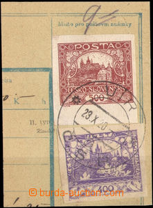 37845 - 1920 cut square dispatch-note with with 500h with lower marg