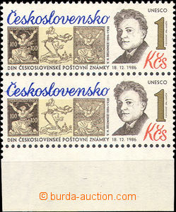 37901 - 1986 Pof.2777, vertical pair with lower margin with flaw pri